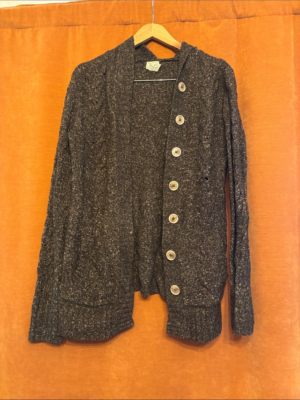 L.L. Bean Dark Heather brown Button-Front Knit Cardigan